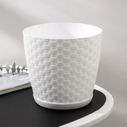 Горшок для цветов с поддоном Ротанг 3 л белый