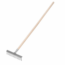 Грабли, нержавеющая сталь, 290 х 1300 мм, 12 витых зубьев, деревянный черенок, Сибртех