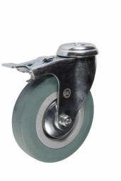 Колесная опора 100мм аппаратная под болт, поворотная, тормоз, подшипник скольжения