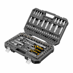 Набор инструментов, 1/2", 1/4", CrV, S2, пластиковый кейс, 109 предметов Denzel