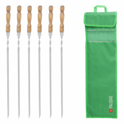 Набор шампуров угловых, 650 мм, с деревянной рукояткой, в чехле, 6 шт., Camping// Palisad