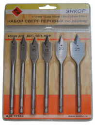 Набор сверл перовых д/дер (6 шт) "ЭНКОР"