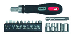 Отвертка реверсивная с набором бит и насадок торцевых 16 шт. CrV//MATRIX