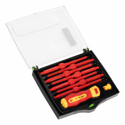 Отвертка со сменными жалами, диэлектрическая до 1000 В, 9 предметов, CrV Сибртех