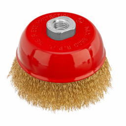 Щетка для УШМ, 100 мм, М14, "чашка", латунированная витая проволока Matrix