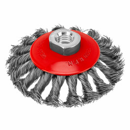 Щетка для УШМ, 100 мм, М14, "тарелка", крученая проволока 0.5 мм Matrix