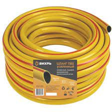 Шланг поливочный ПВХ усиленный пищевой трехслойный армированный 3/4 25 м жёлтый Вихрь 